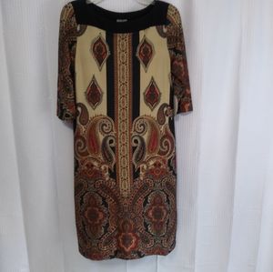 Emma & Michelle Taupe Print Dress Medium